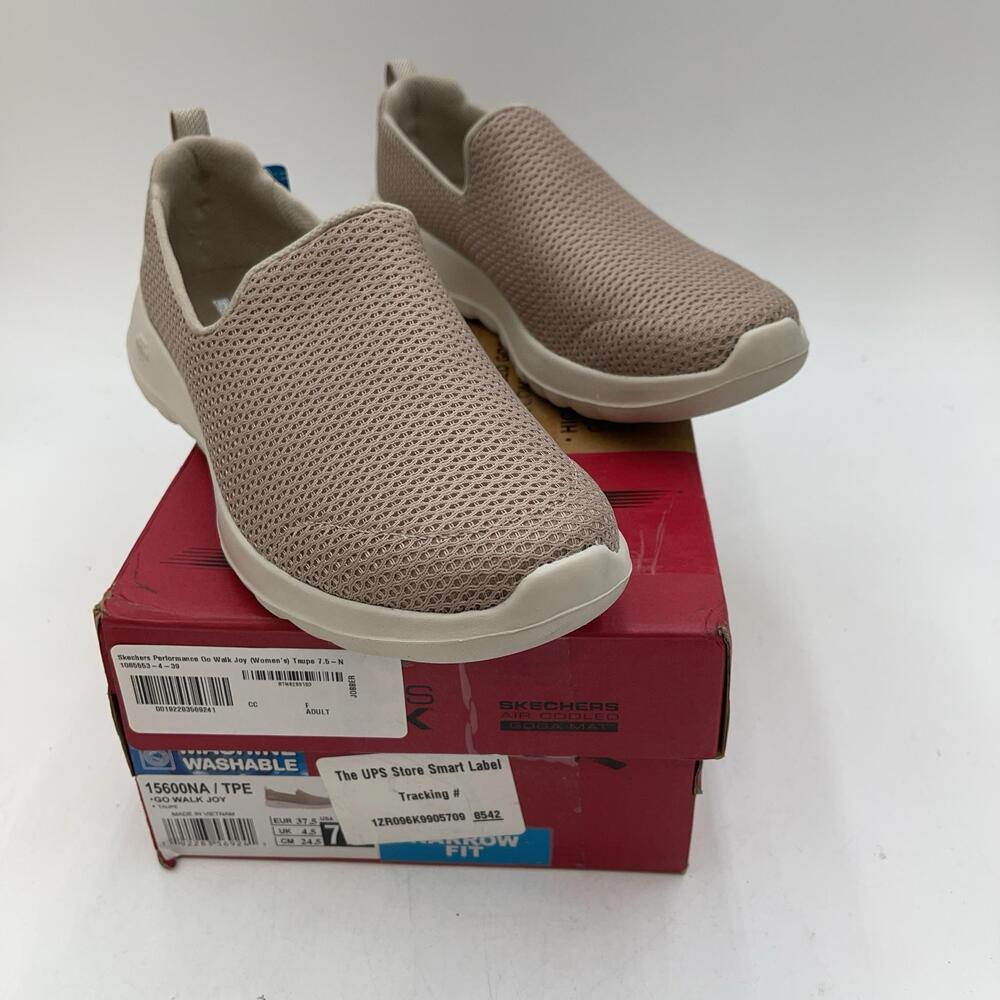 Skechers GO WALK Joy Shoes Womens Size 7.5 Beige Mesh Slip On Walking Sneakers